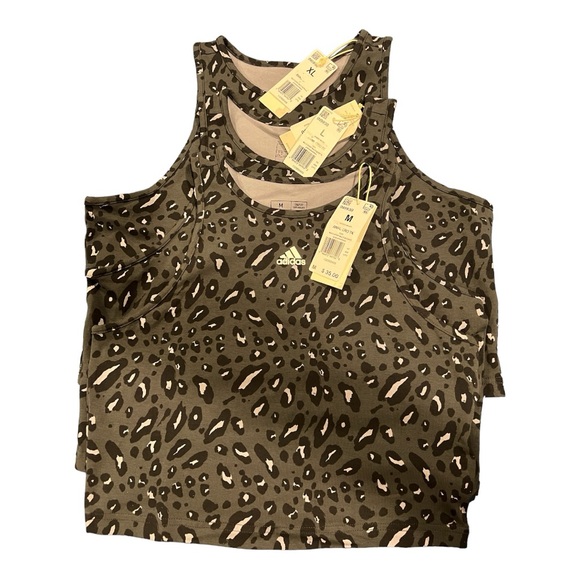 ADIDAS Essentials Animal-Print Cropped Workout Tank Top Size M XL - Picture 2 of 7